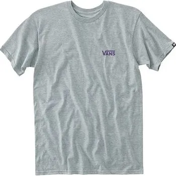 Pánské tričko Tričko Vans LEFT CHEST LOGO TEE Ash Heather/Heliotrope velikost S