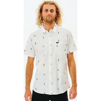 Pánské tričko Košile Rip Curl HULA BREACH S/S SHIRT Off White velikost XL