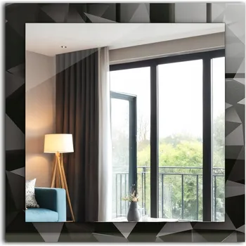 Zrcadlo Moderní čtvercové zrcadlo s potiskem Černé geometrické tvary 60x60