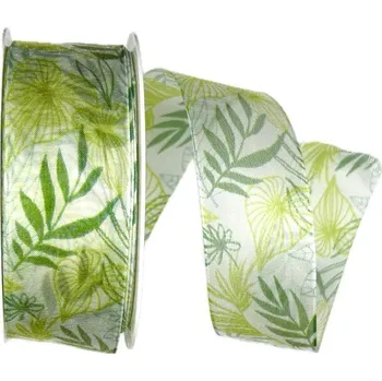 Stuha Stuha taftová JUNGLE transparentní A 40mm x 20m (8,-Kč/m) (Stuha taftová, průsvitná, oboustranná, s vetkaným tenkým vlascem v lemu)