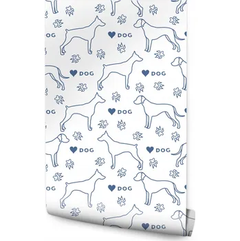 Fototapeta Tapeta pro děti Siluety psů Nápisy Srdce Tlapky