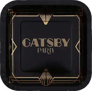 Talíř PAPÍROVÉ TALÍŘKY GATSBY 23 X 23 CM 10 KS. STYL 20. LÉTA, TALÍŘKY NA SILVESTRA