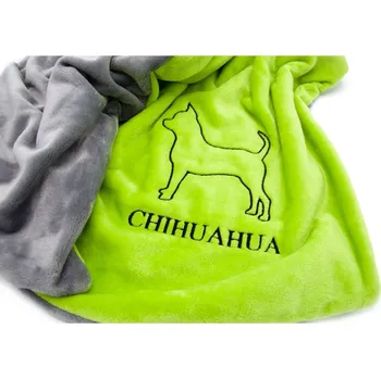 Pelíšek pro psa Luxusní plyšová deka pro psa – čivava krátkosrstá Barva deky: modrá, Velikost deky: 70 x 50 cm, Výšivka: Chihuahua + silueta čivava krátkosrstá