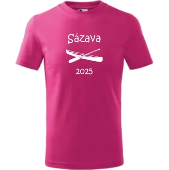 Chlapecké tričko trend-design.cz Dětské vodácké tričko - Sázava Barva textilu: Růžová, Dětská velikost: 122 cm/6 let