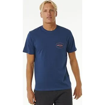 Pánské oblečení Tričko Rip Curl STAPLER TEE Washed Navy velikost L