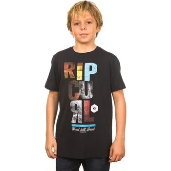 Pánské tričko Tričko Rip Curl BLOCK SCRIPT SS TEE Black velikost 12