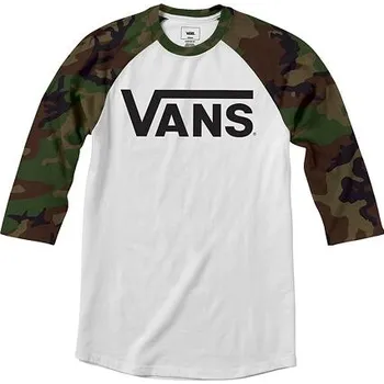 Pánské oblečení Tričko Vans VANS CLASSIC RAGLAN White/Camo velikost M