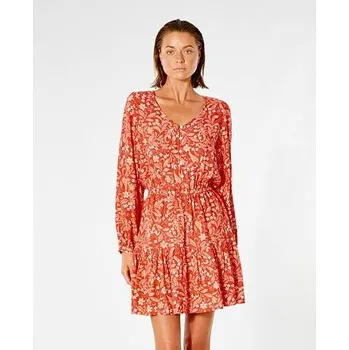 Dámské šaty šaty Rip Curl LUNAR TIDES LONGSLEEVE DRESS Red velikost XL