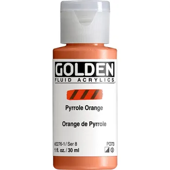 Vodová barva Akrylová barva Golden Fluid - 2276 Pyrrole Orange Objem: 30 ml