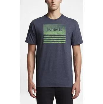 Pánské tričko Tričko Hurley BORDERLINE TEXTRIPE Obsidian Heather velikost L