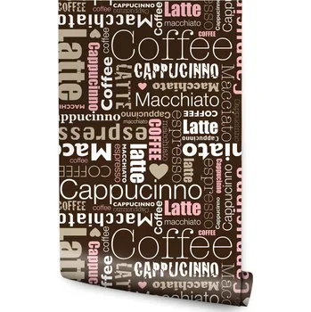 Fototapeta Káva tapeta s typografickými nápisy a srdíčka do kuchyně