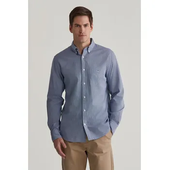 Pánská košile KOŠILE GANT REG POPLIN MICRO GINGHAM SHIRT COLLEGE BLUE