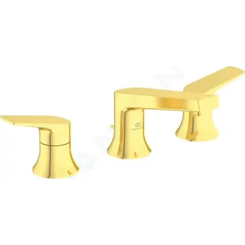 Vodovodní baterie Ideal Standard La Dolce Vita Umyvadlová baterie s výpustí, 3-otvorová instalace, kartáčované zlato, BD661A2