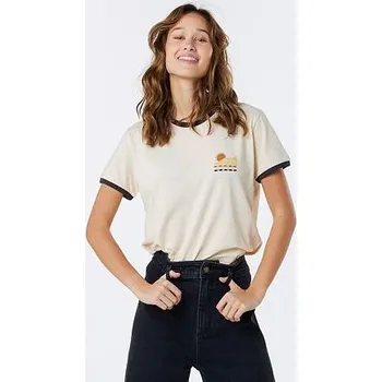 Pánské oblečení Tričko Rip Curl COLOR BLOCK RINGER TEE Off White velikost XS