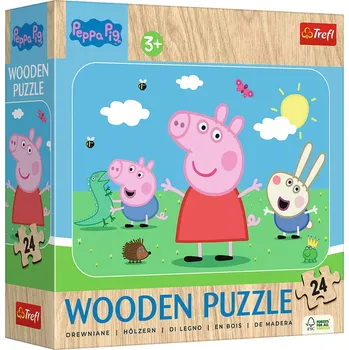 Puzzle TREFL Dřevěné Prasátko Peppa Seznamte se s rozlou Peppou 24 dílků