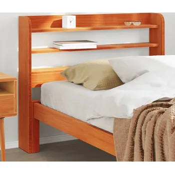 vidaXL Čelo postele s policemi 75 cm masivní borovice [850966] Barva: Voskově hnědá