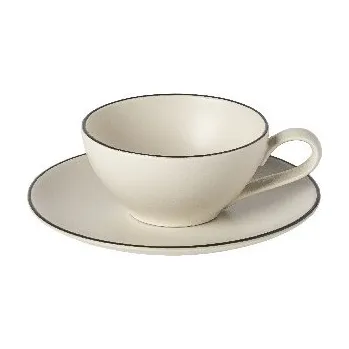 Šálek na čaj s podšálkem 0,21L, AUGUSTA, černá|Natural-black (balení)|Costa Nova