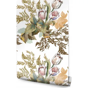 Fototapeta Tapeta s květinovým motivem listů Tulipány do jídelny