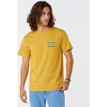 Pánské tričko Tričko Rip Curl DOWN THE LINE SSTEE Mustard Gold velikost XL