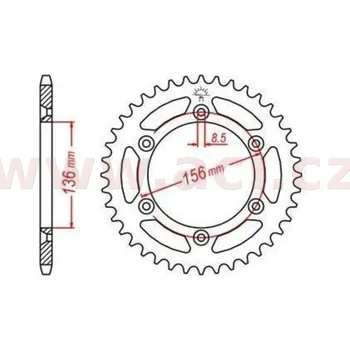 Řetězová sada pro motocykl duralová rozeta pro sekundární řetězy typu 520, Q-TECH (stříbrný elox, 52 zubů) HUSQVARNA TE 400 2001-2001
