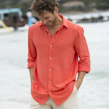 Dámská košile Blancheporte Propínací košile z bavlny-lnu, s dlouhými rukávy papája 45/46