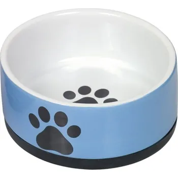 Miska pro psa Nobby keramická miska PAW s protiskluzem modrobílá 14 x 6,5 cm/0,4 l