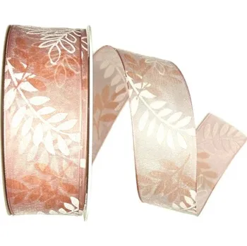 Stuha Stuha organzová GARDEN MAGIC PINK transparentní A 40mm x 20m (9,-Kč/m) (Stuha organzová, růžová, plastický bílý potisk, průsvitná, oboustranná, s vlascem v lemu)