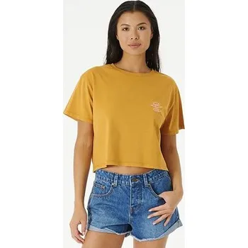 Pánské tričko Tričko Rip Curl SEARCH ICON CROP TEE Gold velikost XS