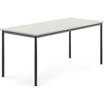 Jídelní stůl Stůl SONITUS, 1800x800x760 mm, antracitově šedé nohy, HPL deska tlumící hluk, šedá