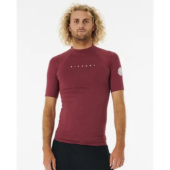 Pánské oblečení Lykra Rip Curl DAWN PATROL PERF S/S UV Maroon Marle velikost XXL