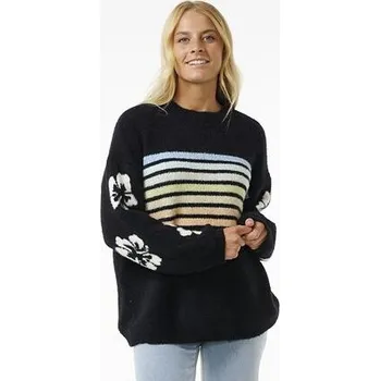 Dámský svetr Svetr Rip Curl HIGH TIDE HIBISCUS STRIPE CREW Black velikost XS