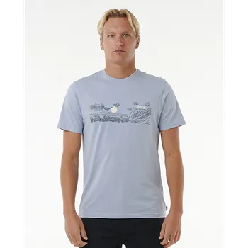 Pánské oblečení Tričko Rip Curl UP THE LINE TEE Spray Blue velikost XXL