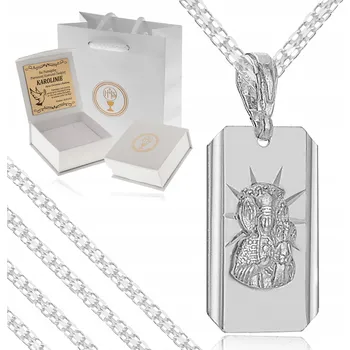 Řetízek STŘÍBRNÝ ŘETÍZEK K PRVNÍMU SVATÉMU PŘIJÍMÁNÍ A MEDAILON Panna Maria Čenstochovská STŘÍBRO 925