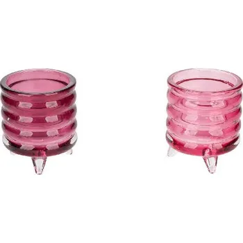 Bytová dekorace Svícen kulatý, růžová/rubínová, pr. 7cm, balení obsahuje 2 kusy! (DOPRODEJ)|Ego Dekor