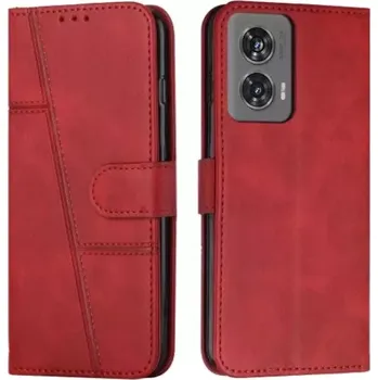 Pouzdro na mobilní telefon TT-TopTechnology Kožené pouzdro Motorola Edge 50 Fusion červené, red, model knížka, řada CLASSIC, materiál syntetická kůže