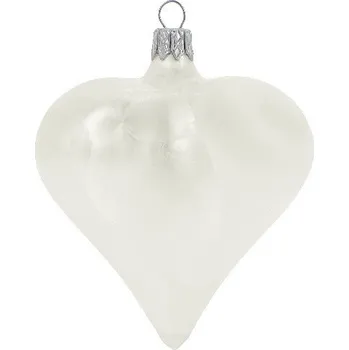 Vánoční dekorace Ozdoba vánoční, srdce UNI, champagne/světlá/mrazolak, 8x8x5cm (DOPRODEJ POSLEDNÍCH KOUSKŮ) - BALENÍ OBSAHUJE 6 ks!|Ego Dekor