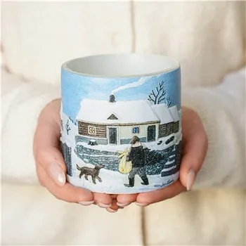 Svícen Lucerna s ilustrací Zimní vesnice