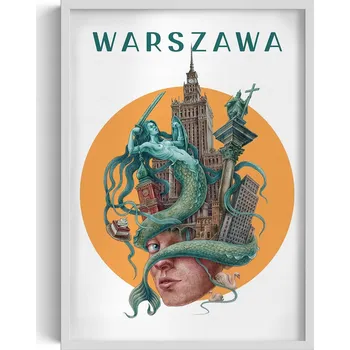 Obraz Závěsný obraz v rámu Varšava - Siréna, Palác kultury a vědy, Sloup Zikmunda - obraz 50x70 cm