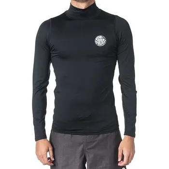 Pánské tričko Lykra Rip Curl CORPO L/SL HIGH NECK UVT Black velikost XXL