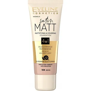Podkladová báze na tvář Eveline Cosmetics Satin Matt 104 Beige podkladová báze na obličej 30 ml