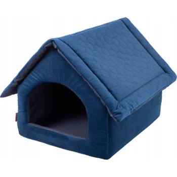 Pelíšek pro psa Látkový domeček BOUDA PELÍŠEK pro psa, modrý VELVET, velikost 3