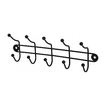Věšák Černý nástěnný věšák s 5 praktickými háčky