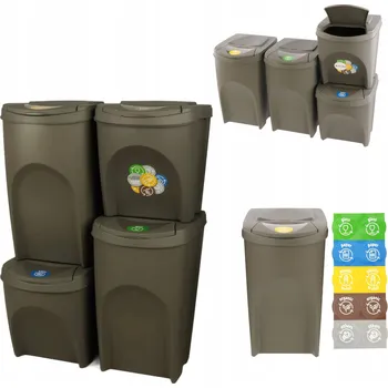 Odpadkový koš KOŠ NA TŘÍDĚNÍ ODPADU 120 L SADA 2x35L + 2x25L NA ODPAD ŠEDÝ