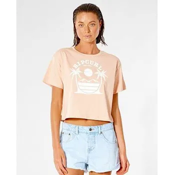 Tričko Rip Curl PLAYABELLA CROP TEE Dusk Pink velikost M