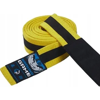 Pásek na kimono Ground Game Dětský BJJ pásek Žlutý s černým pruhem K6 Yellow-Black