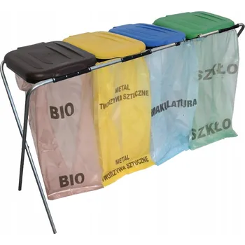Odpadkový koš Stojan na pytle na tříděný odpad, 4 pozice