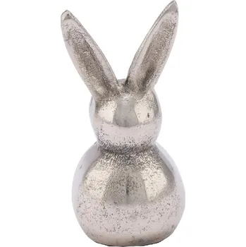 Zajíc HOPPY, soška, hliník, 4x4x7cm, stříbrná (DOPRODEJ)|Ego Dekor