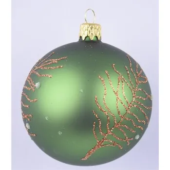 Vánoční dekorace Ozdoba vánoční koule, zelené kapradí 1, 8cm (DOPRODEJ POSLEDNÍCH KOUSKŮ) - BALENÍ OBSAHUJE 6 ks!|Ego Dekor