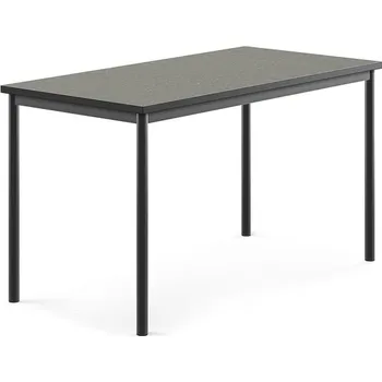 Jídelní stůl Stůl SONITUS, 1400x700x760 mm, antracitově šedé nohy, deska s linoleem, tmavě šedá