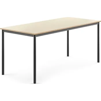 Jídelní stůl Stůl BORÅS, 1800x800x760 mm, antracitově šedé nohy, HPL deska, bříza